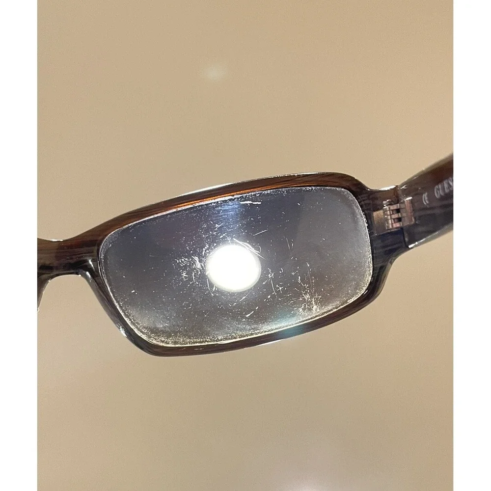 Guess Sunglasses GU‎ 6100 BLKDA-35 Brown Rectangular Frames w/ Blue Brown Lenses
